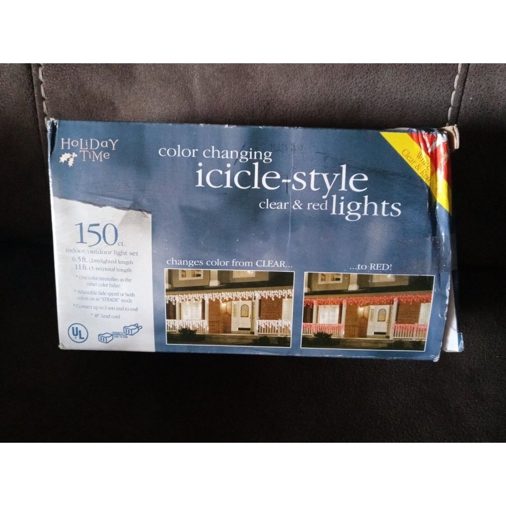 Holiday Time Color Changing Icicle-Style Clear & Red Lights  150 CT  New